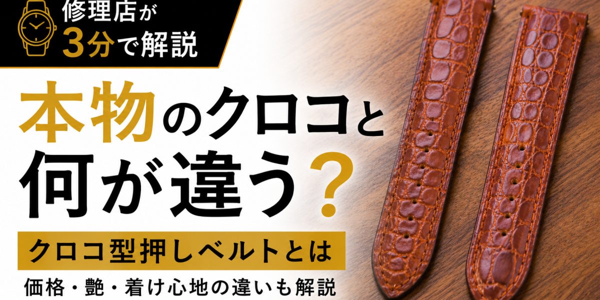 本クロコとクロコ型押し時計ベルトの違いを比較
