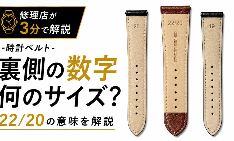 時計ベルト裏の数字とサイズ表記の見方を解説するアイキャッチ画像