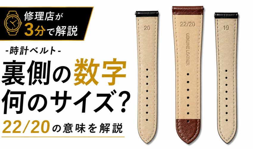 時計ベルト裏の数字とサイズ表記の見方を解説するアイキャッチ画像